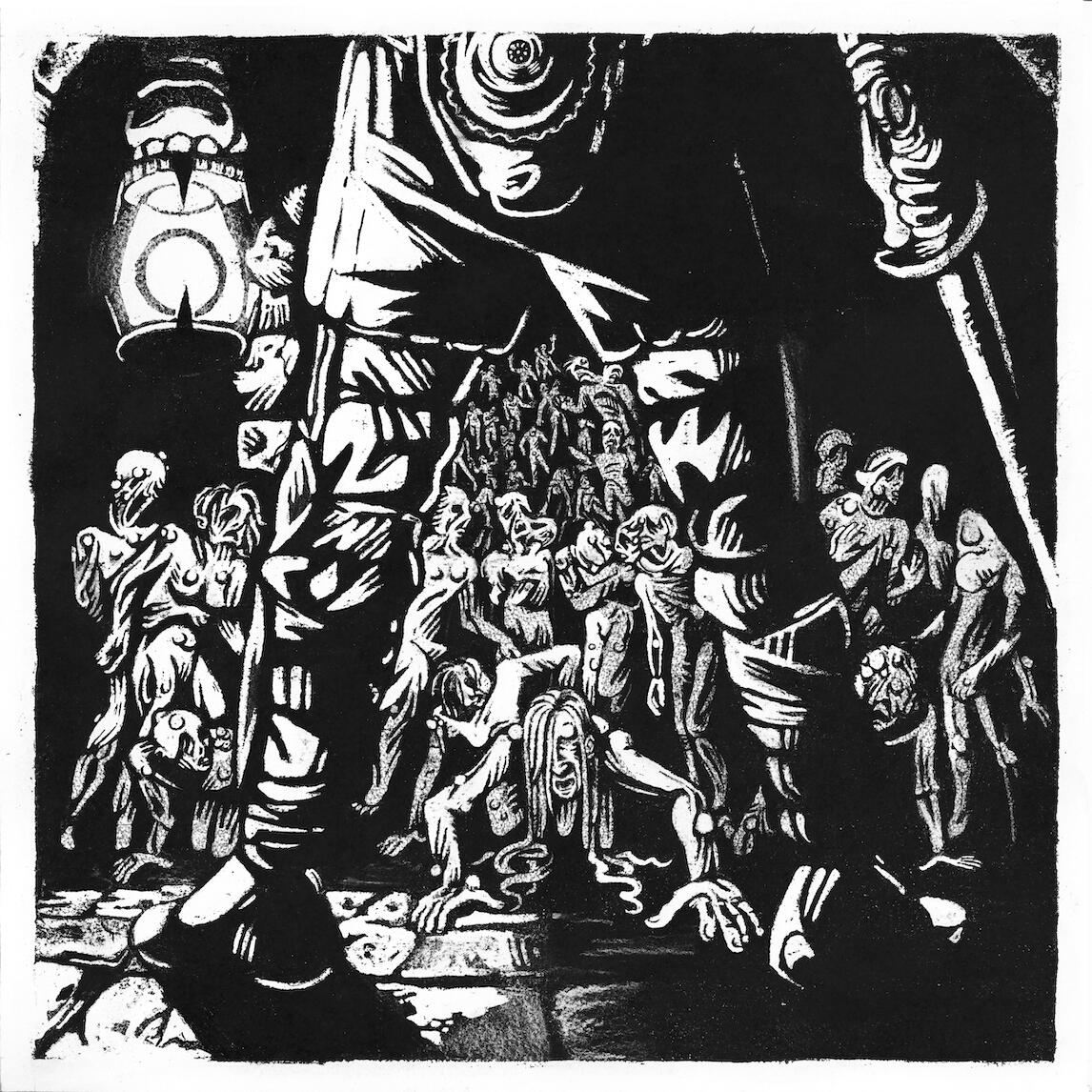 Battle Diptych I - Ink, charcoal