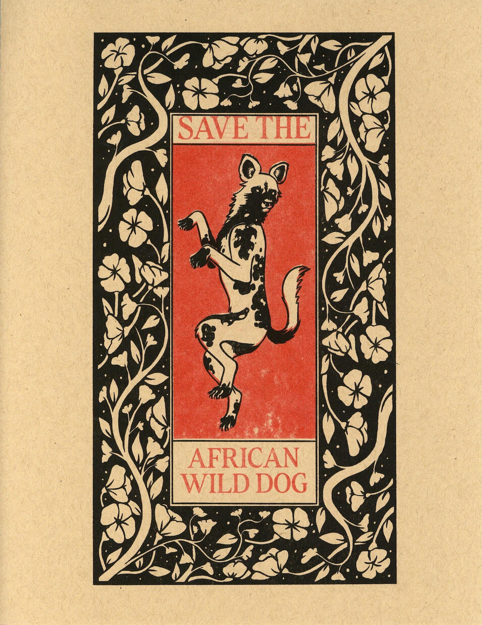Save the African Wild Dog - Risograph print